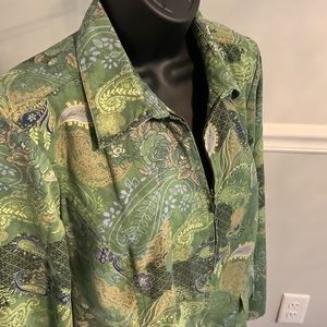 Christopher & Banks Green Paisley Woven Cotton Jacket Size M